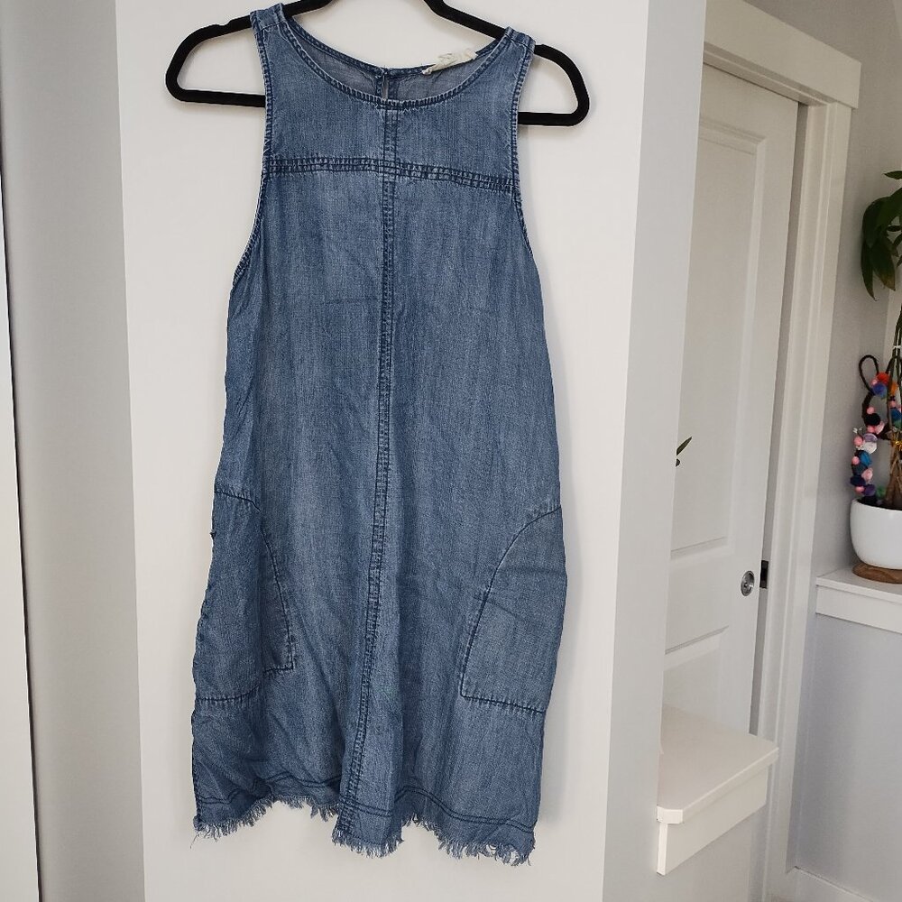 Lovestich light denim dress with raw hemline